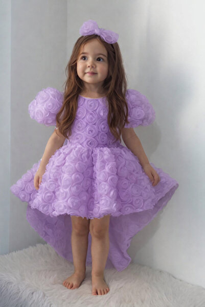 Tomac Kız Çocuk Gül Detaylı Prenses Abiye Elbise – Kabarık, Özel Gün & Doğum ...