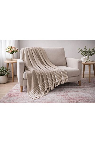 Koltuk Örtüsü Püsküllü Bağlı Çift Kat 180x210cm Koltuk Örtüsü