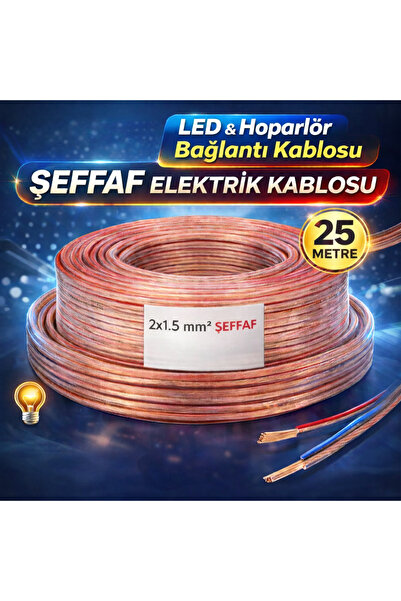 Poke 2x1.5 Şeffaf Elektrik Kablosu – LED - Hoparlör - Elektrik Bağlantı Kablo...