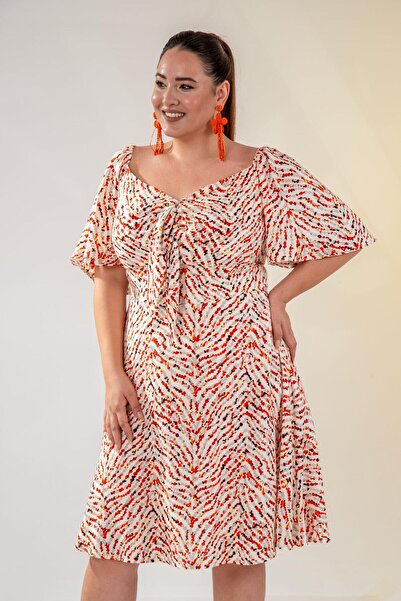 Roxxlen Rochie de damă mărime mare, cu legătură în față