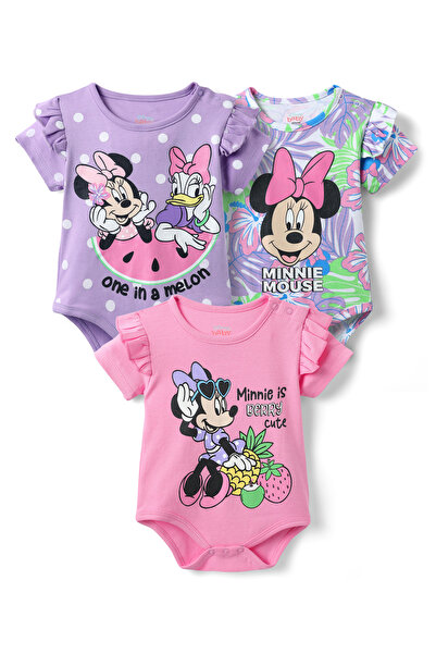 Babyhug Disney ملابس أطفال قطنية 100% بأكمام مكشكشة وطبعات ميني ماوس، عبوة من...