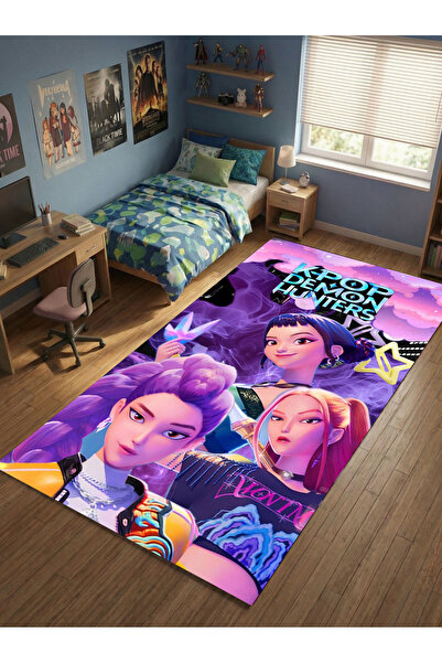 RUGRUMBA Kaymaz Taban K-Pop Demon Hunters Temalı Makinede Yıkanabilir Gamer G...