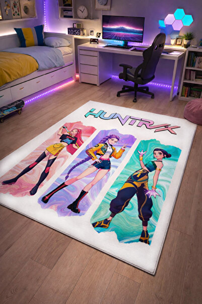 RUGRUMBA Kaymaz Taban K-Pop Demon Hunters Temalı Makinede Yıkanabilir Gamer G...