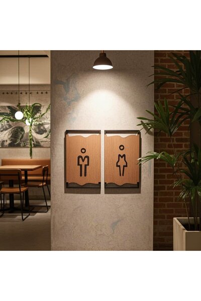 Gravarelaser Wooden Toilet Sign for Restaurants