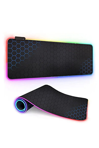 XTRIKE ME Oyuncu RGB Mousepad ve Klavye Pad Mavi Altıgen Desenli Blue Hex Tas...