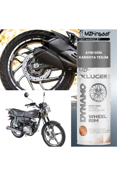 MZF Kluger Motosiklet Jantı Yenileme Boyası - Moto Jant Spreyi Parlak Gri