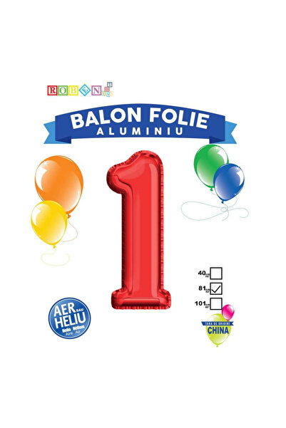 Robentoys Balon, Folie Aluminiu, Rosu, Cifra 1, 81 Cm