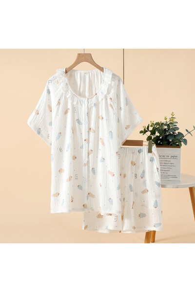 delis Pijama dama "Warm & Chic" din doua piese, PJ009, Alb