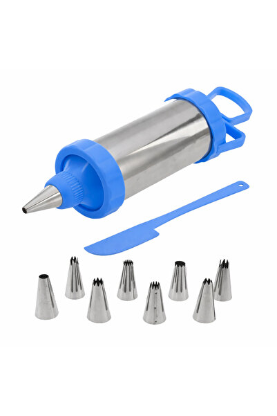 wei inox Decorating syringe, 9 heads, spatula included, stainless steel+plast...