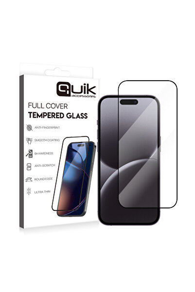 Quik Accessories iPhone 16 PRO MAX Temperli Cam Ekran Koruyucu (Tam Kaplama)