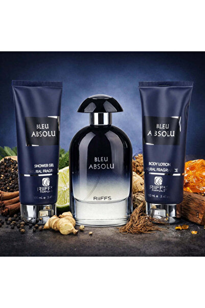 Riiffs Bleu Absolu Men's Perfume Set - Shower Gel, Body Lotion,