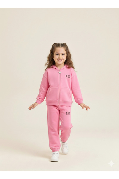 Oliven The Kid 2-6 Years Hooded Tracksuit Set Powder