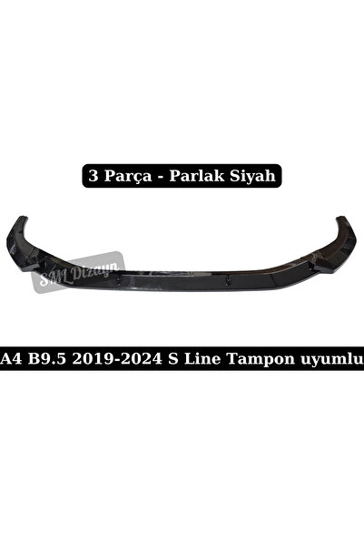 SML Dizayn Audi A4 B9.5 Ön Lip Ek 2019-2024 3 Parça Parlak Siyah (S Line uyumlu)