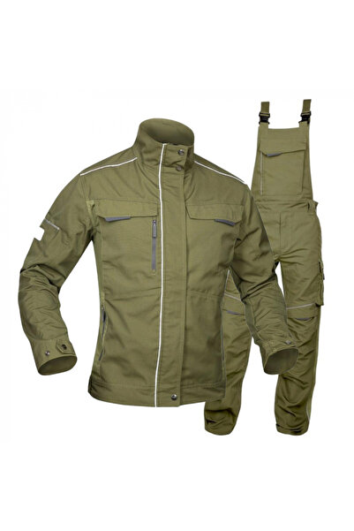 ardon Khaki hydrophobic work suit set with bib pants, URBAN+