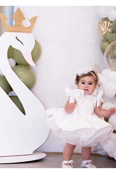 Mon Bebe Baptism Dress in White Taffeta with Bows for Girls Barbie