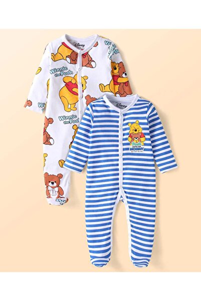 Babyhug Disney أطقم نوم محبوكة بأكمام طويلة وجوارب، بنقشة ويني ذا بوه (عبوة م...