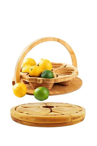 Arabest Decorative Fruit Tray - Bamboo Nuts Storage Platter Tray with 4 Compa...