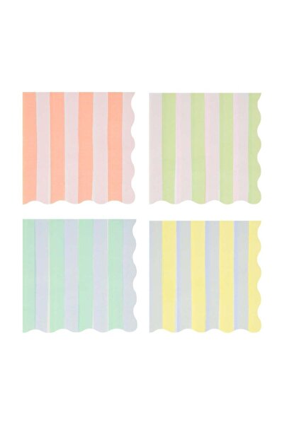 Meri Meri Παστέλ Ριγέ Χαρτοπετσέτες - L - 16 Τεμάχια