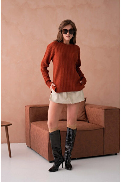 Elçelya Moda Women's Stretchy Knitwear Hair Knitted Mother Wool Sweater