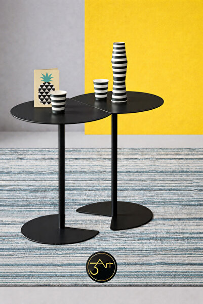 3art Metal Modern İkili Yan Sehpa Seti – Minimal Tasarım, Salon & Ofis Dekoru