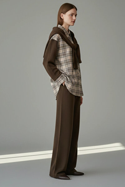 cemo Ekose Panel Detaylı Triko Gömlek ve Pantolon Takımı