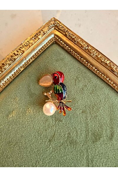 My Joyas Design Ay Taşı Gagalı Papağan Broş