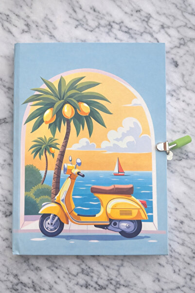 Angelphoto YELLOW BİKE Journal Kilitli Hatıra Defteri Anı Defteri Ajanda