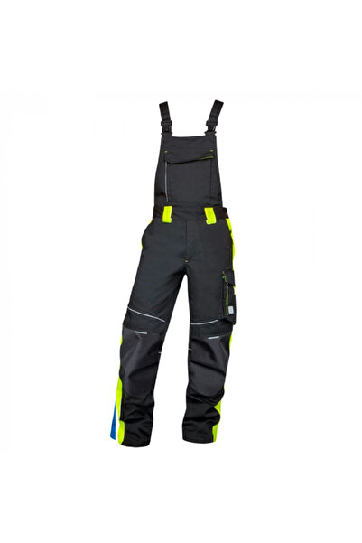 ardon Pantaloni negri reflectorizanti cu pieptar de lucru, culoarea negru, NEON