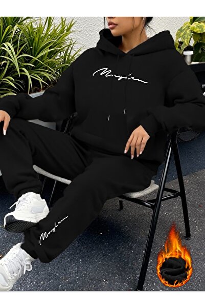 AZIZI TEKSTIL Σετ φλις με κουκούλα και παντελόνι