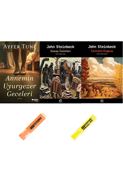Can Yayınları Annemin Uyurgezer Geceleri + Cennetin Doğusu + Gazap Üzümleri 3...