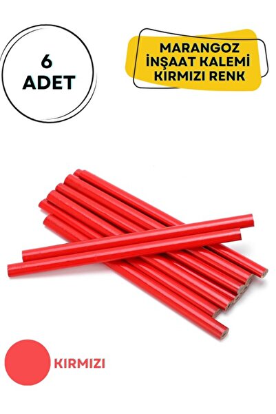 Macrostar Kırmızı Marangoz İnşaat Kalemi - 6 Adet