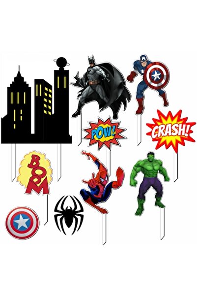 OEM Superhero Cake Toppers Set – Batman, Spider-Man, Captain America, Hulk – ...