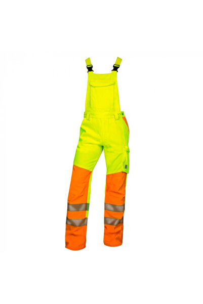 ardon Reflective work trousers with bib, yellow, SIGNAL