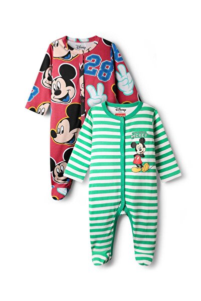 Babyhug Disney طقم بيجاما متداخل القدمين بطبعة ميكي ماوس، عبوة من قطعتين - أخ...