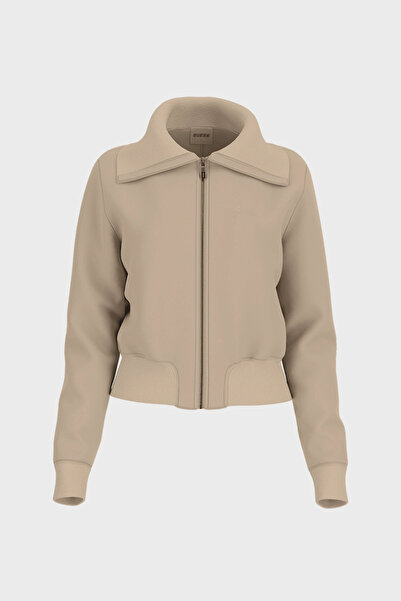 Guess Lia Tam Fermuarlı Kadın Bej Sweatshirt V6RQ04KCJY2-A117