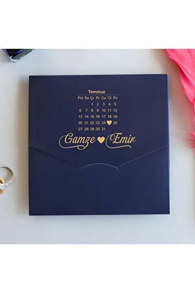 Pixel Davetiye 50 Adet Davetiye - Lacivert - Yaldızlı 2026 Kapaklı Yeni Model...