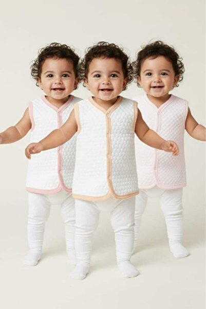 Fuar Baby Baby Girl 100% Cotton Quilted Snap Fastener Vest Soft Textured 4 Tr...