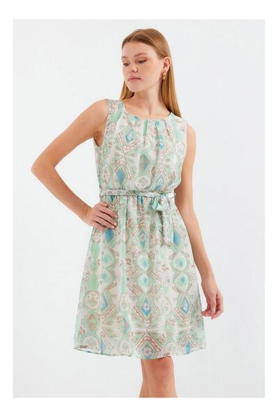 byasafkids 2501 patterned zero sleeve chiffon dress - mint