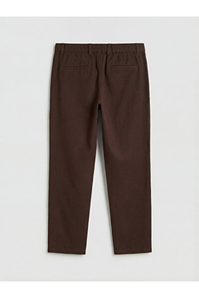 LC Waikiki Καφέ Ανδρικό Παντελόνι Γαμπαρντίνα Στάνταρ Μέγεθος