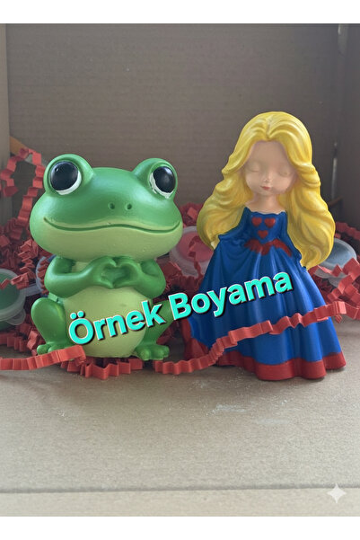 7nisan Kurbağa ve Prenss Taş Boyama Seti - Sevgililer günü etkinlik DATE / Mi...