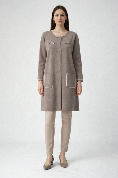 Desen Triko Sempre Snap Closure Detailed Cardigan