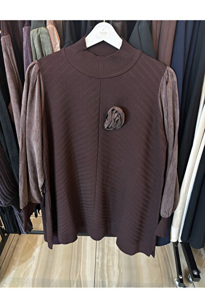 LA FEE STUDİO Gül Detaylı Kolları Kupra Kumaş Merserize Tunik