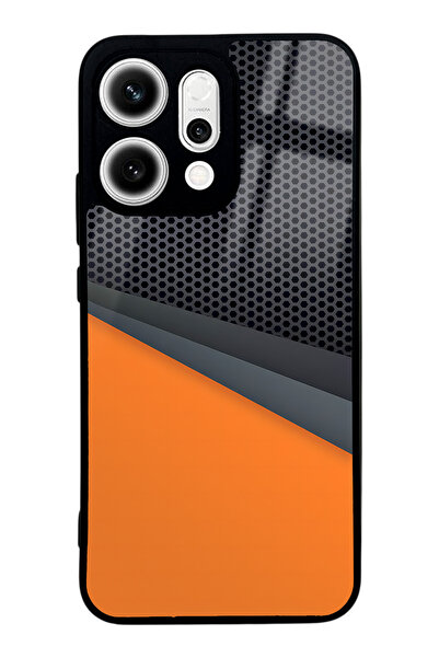 Spoyi غطاء هاتف أوبو رينو 14 بتصميم متقاطع برتقالي لامع