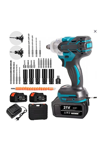 Zenva Mașină de găurit și șurubelniță, set pistol de impact 21V, 550Nm, 2 bat...