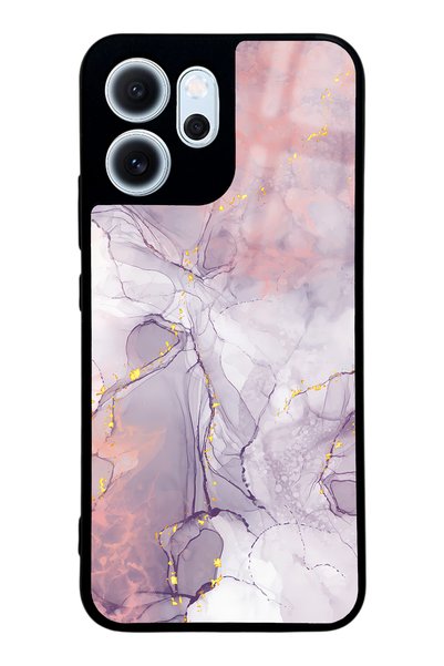Spoyi غطاء هاتف أوبو رينو 14F بتصميم رخامي لامع بلون الفوشيا