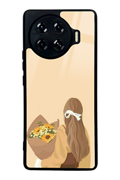 Spoyi حافظة هاتف تكنو سبارك 20 برو بلس بتصميم فلورال جيرل لامعة