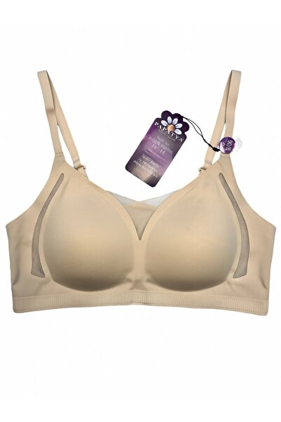 Papatya Lazer Kesim Sütyen Tül Detaylı Krem