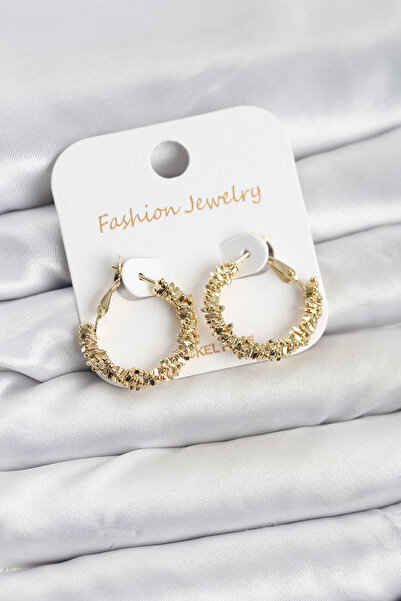 callerrons accessories Brass Gold Color Small Serrated Hoop Model Women's Ear...