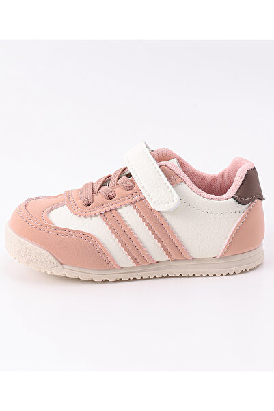 SAPS حذاء كاجوال بتفاصيل مخططة وإغلاق بخطاف وحلقة - وردي وأبيض