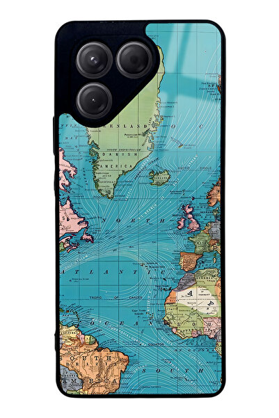 Spoyi حافظة هاتف تكنو بوفا 7 لامعة بتصميم خريطة المحيط الأطلسي